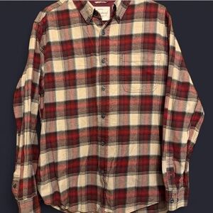Weatherproof Red and Cream flannel Plaid Button Down Shirt